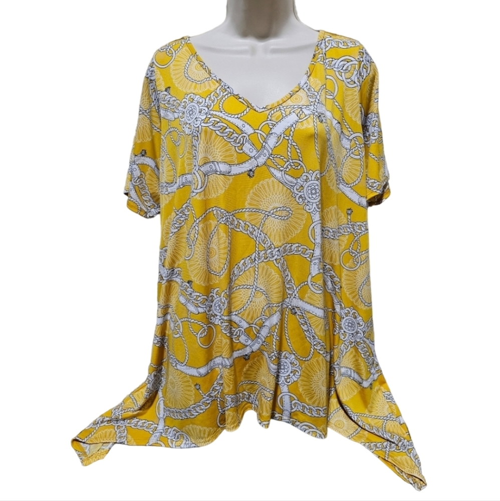 Like New Women's SJS Yellow Asymmetrical Blouse